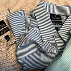 FOUR Strafford men’s shirts. Long sleeve.  18 1/2 EUC  3 “Travel” 1 “executive”